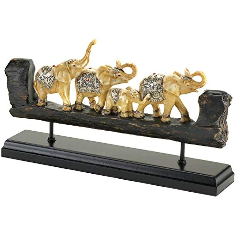 Elephant Family Carved Decor 13.5x2.75x7.75