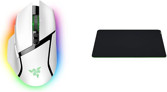 Razer Basilisk V3 Pro White Edition Gaming Mouse + Gigantus V2 L Gaming Mouse Pad Set