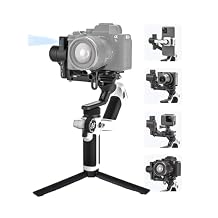FeiyuTech SCORP Mini 2 White Gimbal Stabilizer for Camera & Smartphone, 3-Axis Handheld Gimbal with AI Tracking, Gesture Control, Quick Release, Touchscreen, for Vlogging YouTube TikTok GoPro