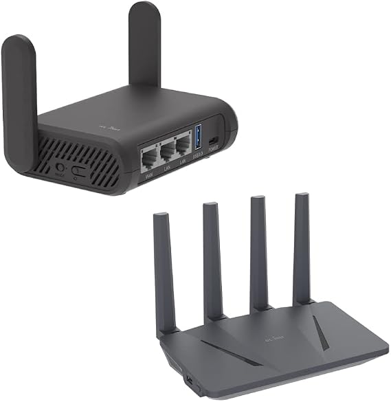 GL.iNet GL-A1300 (Slate Plus) Wireless VPN Encrypted Travel Router & GL-AX1800(Flint) WiFi 6 Router -Dual Band Gigabit Wireless Internet Router
