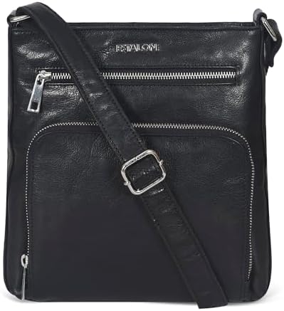 ESTALON Womens Real Leather Crossbody Purse With Adjustable Sling Strap - Medium Size Crossover Shoulder Hand Bag