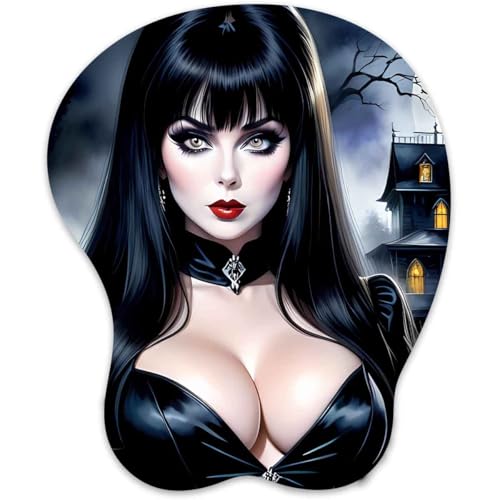 3D Mouse Pad Oppai Mousepad with Soft Gel Wrist Rest Anime Manga Gaming Boob pad Anti-Slip Mouse Mat （Elvira