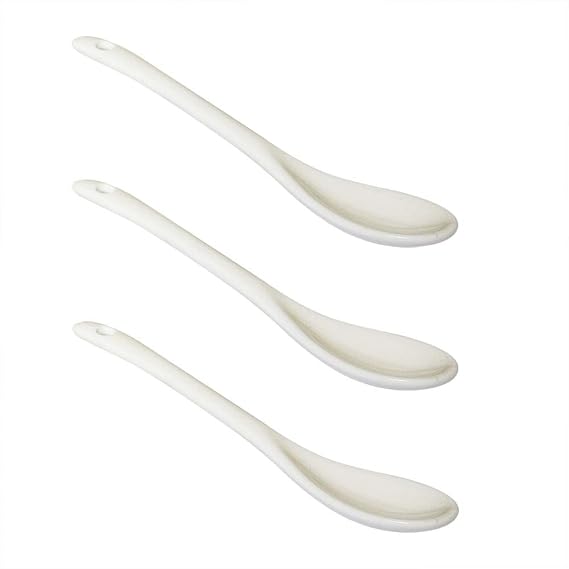 3 pcs Porcelain Egg Spoons Ceramic Spoons White 5 inch Coffee Dessert Yogurt Tea milky tea