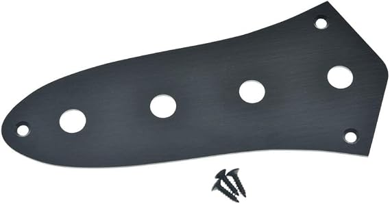 Dopro American Standard J Bass Control Plate Aluminum Anodized Jazz Bass JB Control Plate with 3/8"(9.5mm) CTS Pot Holes for American/Mexican Jazz Bass Black