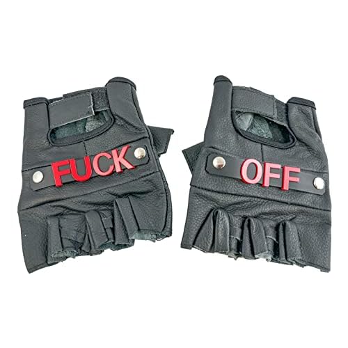 Black Jack Name Fingerless Leather Biker Gloves Fuck You Gloves Punk Goth Thrash Metal