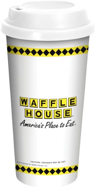 Waffle House Tumbler 20oz Travel Coffee Tumbler with Spill-Resistant Lid, Double Wall Insulated Mug for Hot or Cold Drinks, Official Merch