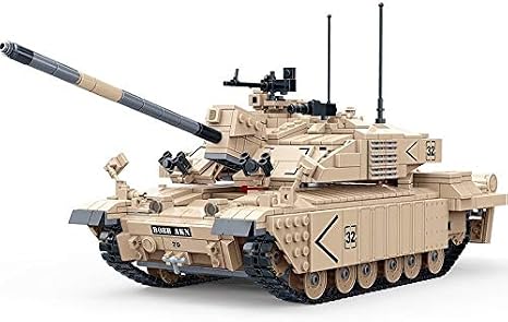 General Jim's British Challenger II Main Battle Tank Building Set WW2 Military Brick Model 1:28 Scale with Rotating Turret, Moving Tracks, Opening Hatches 1008 Pieces