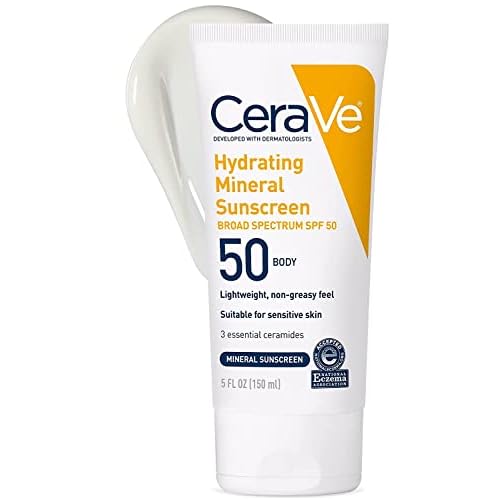 CeraVe 100% Mineral Sunscreen Spf 50 | Body Sunscreen With Zinc oxide & Titanium Dioxide for Sensitive Skin | 5 Oz, 2 Pack