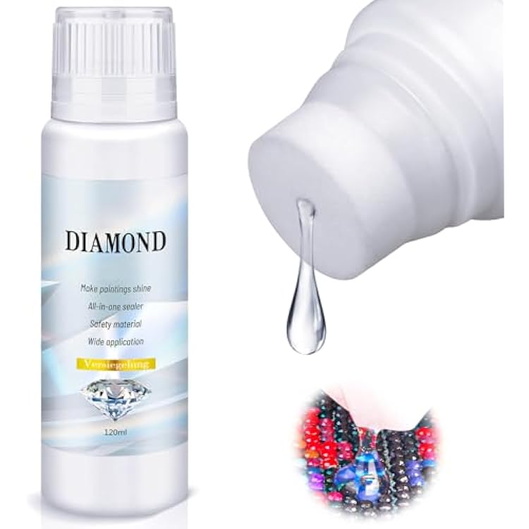 Sealer 1 Pack 4OZ 5D Diamond Art Glue with Sponge Head Glue Permanent Hold Shine Effect Sealer for DIY Conserver Puzzle Glue