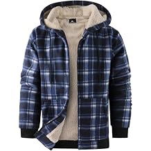 ZITY Heavy Thick Hoodies for Men Plaid Flannel Warm Sherpa Fleece Lined Winter Full Zip Up Coat
