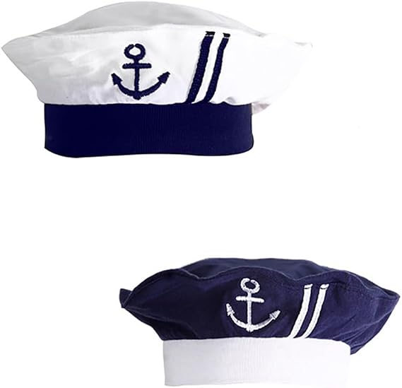 LXKIKMM Baby Infant Boy Girl Nautical Sailor Embroidered Anchor Hat, 2 Colors