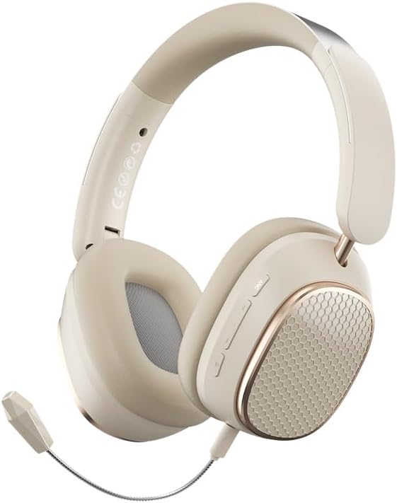 Gaming Headset Bluetooth 5.3 with Mic, Noise Cancelling Over Ear Gaming Headsets for PC, 7.1 Surround Sound Gaming Headphones with Soft Earpads, Foldable Gaming Headset