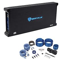 Rockville dB45 Bundle: 3200 Watt Peak / 800W RMS 4-Channel Car Amplifier, RWK42 4-Gauge Complete 4-Channel Amp Wiring Installation Kit with RCA Cables, 2-Items