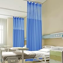 Hospital Privacy Curtain, Polyester Flame Retardant Medical Curtain Room Divider, 1pcs Cubicle Curtain with Mesh Top & Track, for Clinic SPA Lab Nursery,Pink,11.5W8.8L ft