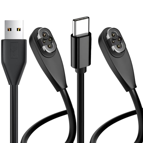 2-Pack Compatible with Shokz OpenSwim Pro S710 Bone Sound Conducting Earphone Charging Cable Type-C to 4Pin Magnetic Charging Cable USB and USB C to Shokz S710 Cable 1 Each Black 3.3 ft