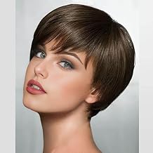 Creamily Short Brown Wigs for Women Pixie Cut Wig Natural Layered Synthetic Short Hair Wig for Women Party Halloween Costume Cosplay Wigs 4A