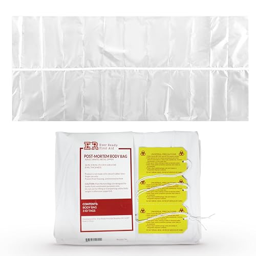 PVC Body Bag with Metal Zipper for Adult, White, 36 x 90 with ID Tags