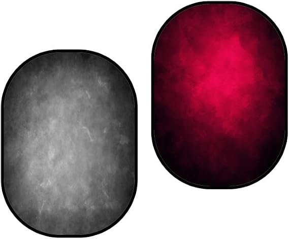Kate Collapsible Backdrop Pop Up Photo Backdrops Grey Red Portable Background for Portrait Photography, for Video, for Live Stream, 5x6.5ft