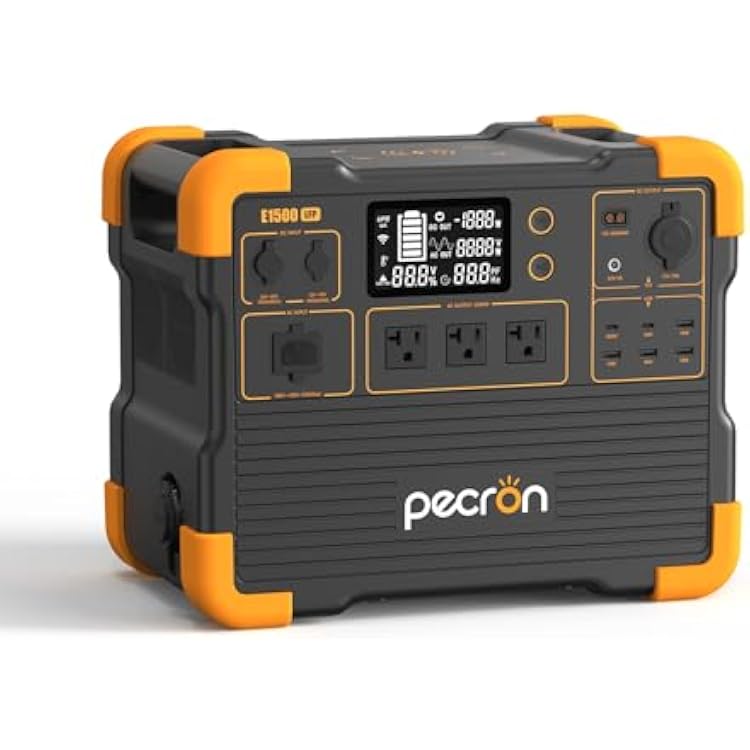 pecron Portable Power Station, E1500LFP Solar Generator 1536Wh, 2200W LiFePO4 Battery Backup, Fast Charging Power Station for Home use, RV, and Outdoor Camping