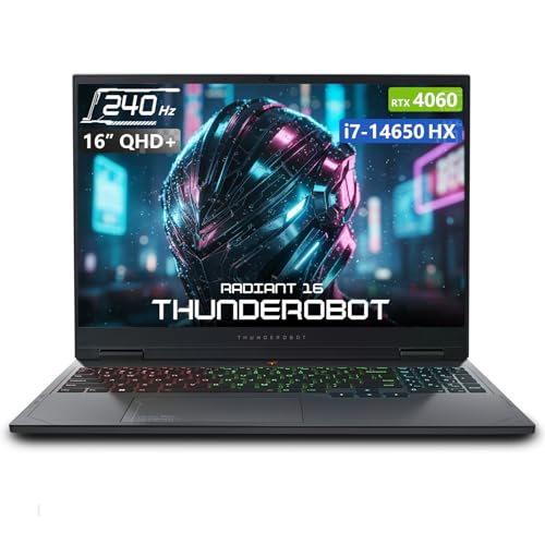 Thunderobot Radiant 16 4060 2.5K Gaming Laptop | 16 QHD 240Hz Display | 14th Gen Core i7-14650HX | GeForce RTX 4060 | 64GB DDR5 | 2TB SSD | RGB Backlit KB | Wi-Fi 6 | Win 11 Home | Gray