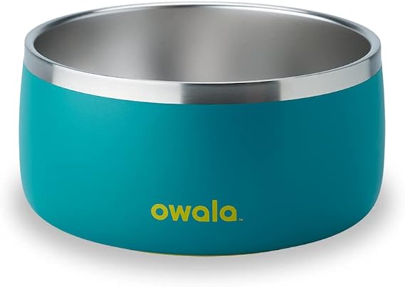 Owala Pet Bowl - Durable Stainless Steel, Food and Water Bowl for Dogs, Cats, and All Pets, Non-Slip Base, 48oz - Teal (Turquoise & Caicos)