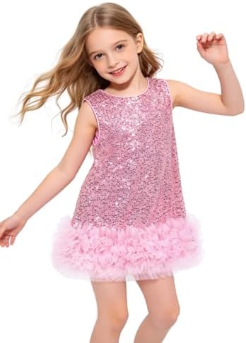 Toddler Girls Sequin Sparkling A-Line Short Flower Girl Dress