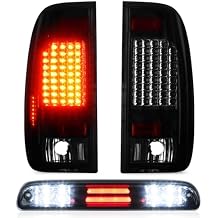 Tail Light + 3rd Brake Cargo Lamp for Ford F-250 F-350 F-450 F-550 Super Duty 1999-2007, Only Fits Styleside Fleetside Models, Third Center High Mount Stop Light Rear LED Taillight Assembly