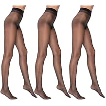 PENTI 3 Pairs 5 Den Ultra Sheer Pantyhose | Barely-There Transparent Women's Tights | Seamless with Breathable Gusset