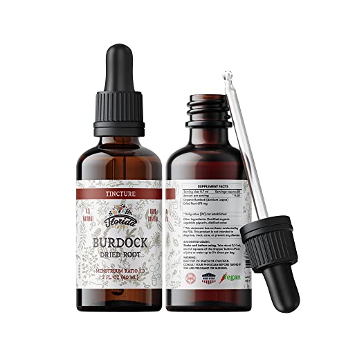 Burdock Tincture, Organic Burdock Extract Dried Root Arctium Lappa Burdock Drops, Non-GMO in Cold-Pressed Organic Vegetable Glycerin 2 oz, 670 mg