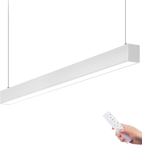 Barrina 5568 Remote Series 4FT LED Linear Light, 45W 4500LM, White, 1 Pack | 2nd-Generation, Seamless Connection, Remote Control, 3000K-6000K Color Changing, Dimmable Hanging Office Shop Light Fixture