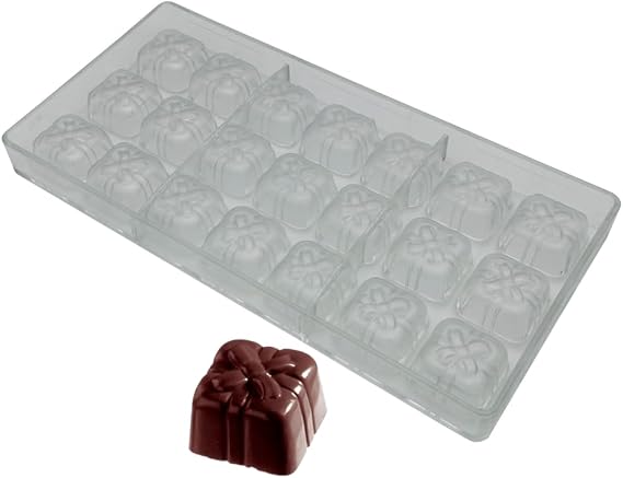 Gift Box Shape Polycarbonate Candy Mould Chocolate Bonbon Mold DIY Chocolate Plastic Tray (2114) | Polycarbonate Chocolate Mold