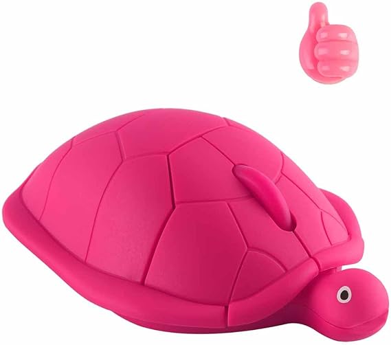 Cute Wireless Mouse, Funny Turtle Animal Mouse, Silent Computer Mouse with 1 Random Cord Holder, Cordless Mouse for Kids, PC Laptop Notebook-Red