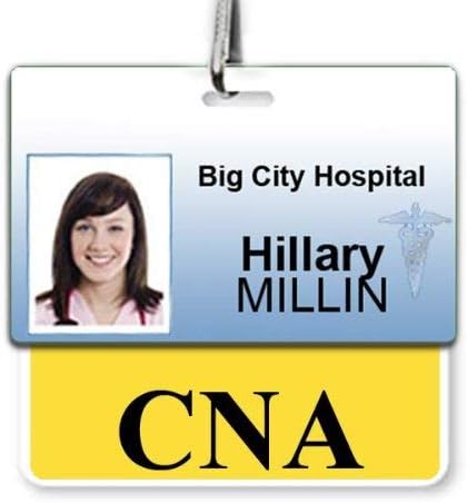 CNA Badge Buddy - Heavy Duty Horizontal Badge Buddies for Certified Nurse Assistants - Spill & Tear Proof Cards - 2 Sided USA Printed Quick Role Identifier ID Tag Backer by Specialist ID