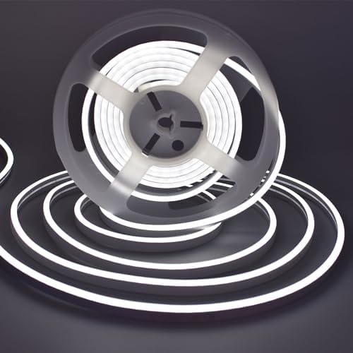 SUYOOULIN LED Neon Light Rope, LED Strip Lights, 13000LM Daylight White 6000K Outdoor Flexible String Light, DC 12V 16.4Ft 2835 600 LEDs Silicone Tape Bar Light for Home, Decor DIY, Sign Letter