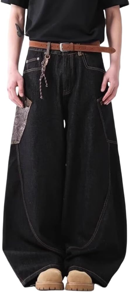 Y2k Baggy Jeans for Men Women Wide Leg Skater Grunge Pants Loose Fit Barrel Jeans Hip Hop Denim Pants Streetwear