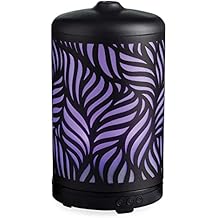 Airome Rotating 100 mL Ultrasonic Essential Oil Diffuser with LED Light | 360 Carousel Rotation, Black Metal Wild Palm