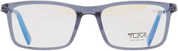 TUMI - VTU800 Unisex Reading Glasses - Blue Light Blocking Eyeglasses for Men & Women - Stylish Rectangle Shape Eyewear - 10mm - Crystal Navy