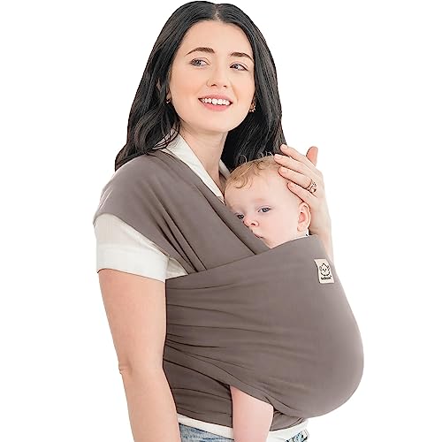 KeaBabies Baby Wrap Carrier - All in 1 Original Baby Carrier Newborn to Toddler Sling, Easy to Wear, Hands Free Bonding, Lightweight, Breathable Infant Wraps Copper Gray