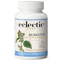 Eclectic Herb - Burdock Root Capsules | Liver Support & Detox Supplement | Digestive & Skin Support | US-Grown, Organic, Vegan, Non-GMO, Gluten Free (90 CT | 400 mg)