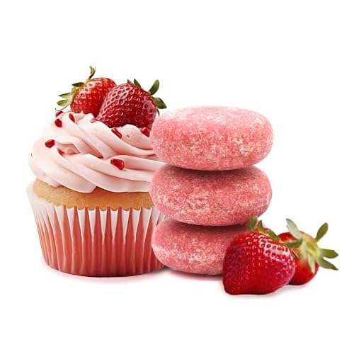 Sweet & Sassy Shampoo Bar Set of 3 for Hair, Made in USA, Solid Shampoo Plastic Free Cleanse Long Lasting Travel Friendly Strawberry Cupcake