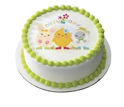 Cute Personalized Easter Friends Edible Cake Image