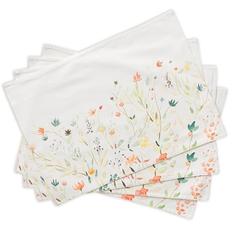 Maison d Hermine Placemats Set of 4 100% Cotton Washable Cloth Place Mats Reusable Table Mats for Kitchen Dining Party Wedding Gifts for Mothers Day SpringSummer Colmar, 13 x 19