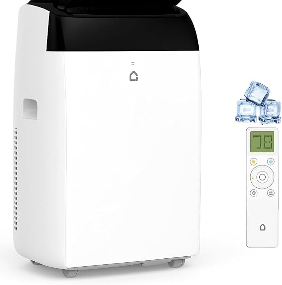 14000 BTU Portable Air Conditioner,Fast Cools 750 Sq.Ft., 3 in 1 Room Standing Air Conditioners with Remote Control & LED Display Moveable Wheels for Indoor Room, Dorms - Black