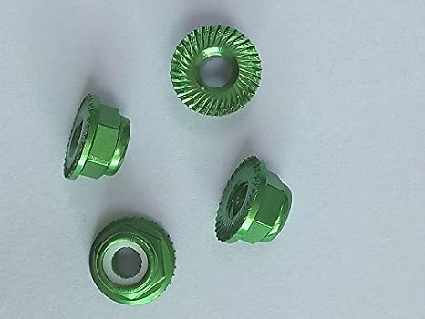 M5 Anodized Aluminium Flange serrated Nylon Insert Hex Locknut for RC model, multicopter 10pcs/pack (Green)