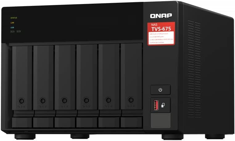 QNAP TVS-675-8G-US 6 Bay High-Speed Desktop NAS with ZhaoXin KX-U6580 8-core CPU, 8GB DDR4 Memory and 2.5GbE (2.5G/1G/100M) Network Connectivity (Diskless)