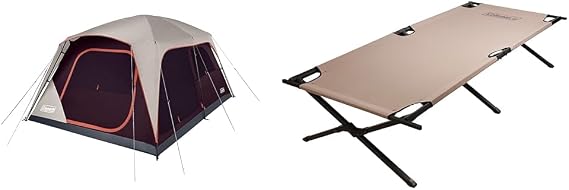 Coleman Skylodge 8/10/12 Person Tent and Trailhead II Camping Cot Bundle