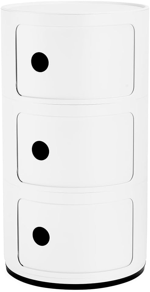 Kartell Cabinet "Componibili" 3 Matte White Diameter 32/H58.5 cm SFNT-K4988-03 Anna Castelli Domestic Total Agent Genuine Product