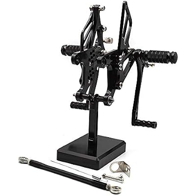 FXCNC CNC Motorcycle Rearsets Foot Pegs Rear Set Footrests Fully Adjustable Foot Boards Compatible with Ninja ZX6R ZX636 ZX-6R 636 2005 2006 2007 2008