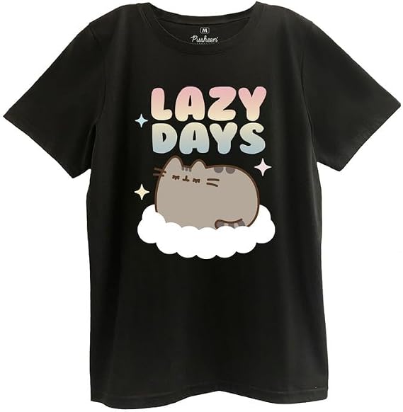 Ripple Junction Pusheen The Cat Women's Short Sleeve T-Shirt Lazy Days Juniors Boyfriend Loose Fit Officially Licensed