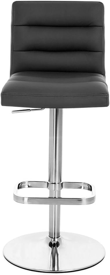 ZURI Modern Adjustable Height Black Lush Bar Stool with Polished Chrome Round Base